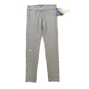 NWT Under Armour Womens HeatGear Mid Rise Ankle Leggings Gray Yoga Pants Large